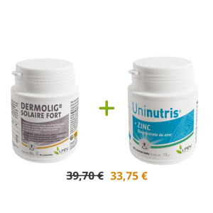 PACK Peau-Soleil : Dermolig® Solaire Fort + Uninutris® Zinc